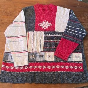 Vintage Christmas red/grey/beige knit sweater with snowflake 5XL. PENNINGTONS